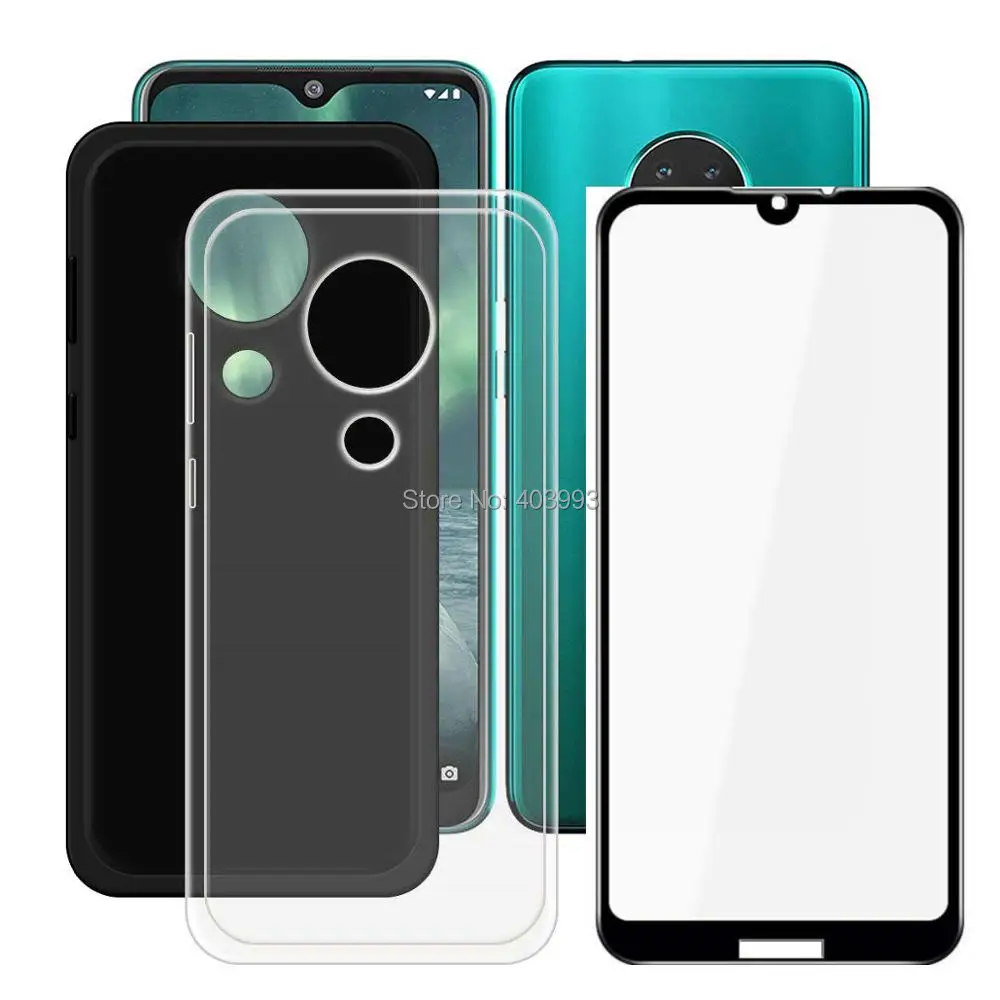 Для Nokia 7 2 чехол 2019 закаленное стекло роскошный мягкий ТПУ для телефона с