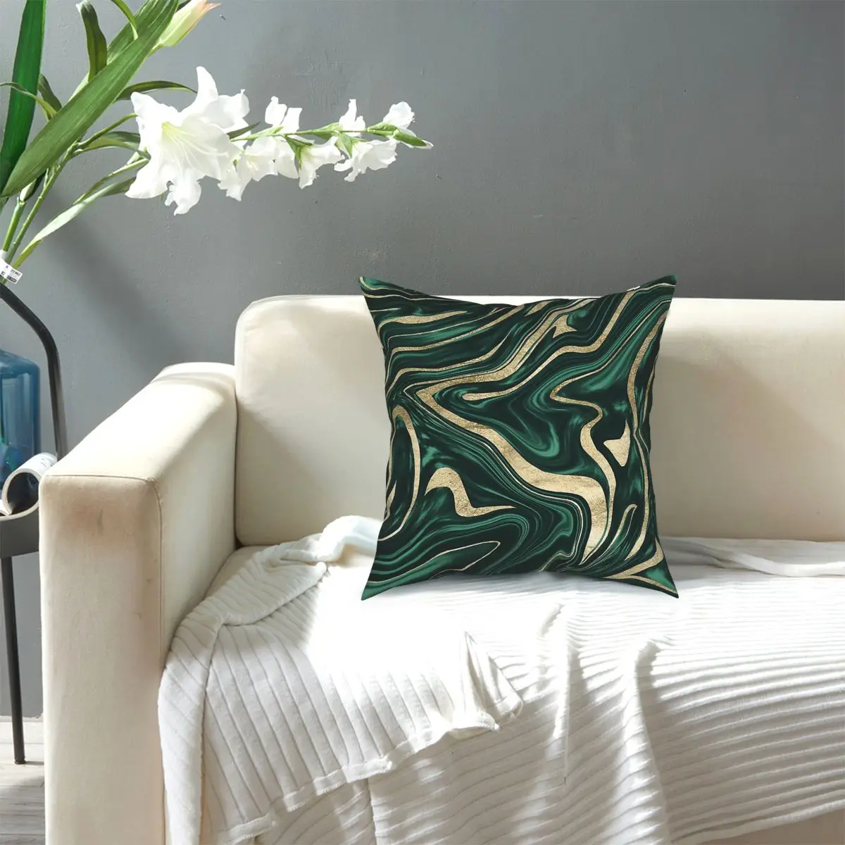 Изумрудно-Зеленая черная Золотая мраморная наволочка домашний декор с мраморной