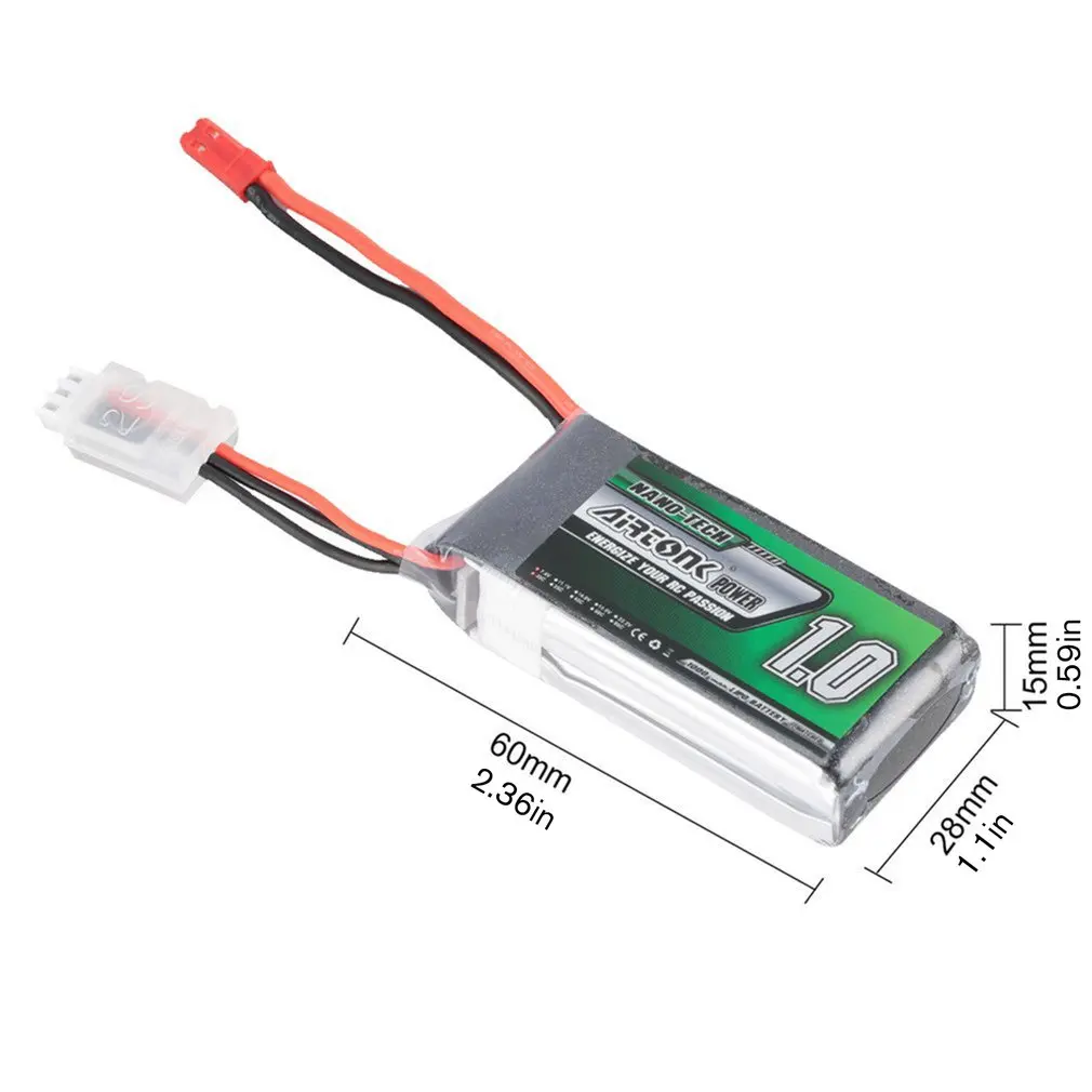 

ForAirtonk Power 14.8/7.4V 1000mAh 30C 1P Lipo Battery JST Plug Rechargeable for RC Racing Drone Quadcopter Helicopter Car Boat