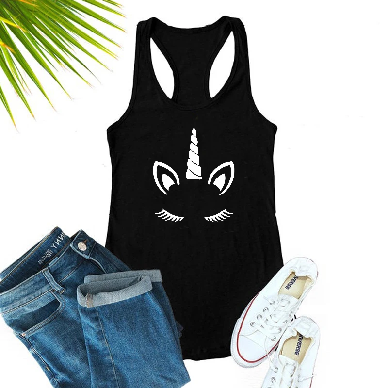 Женские майки с единорогом эстетический жилет мультипликационным принтом Kawaii