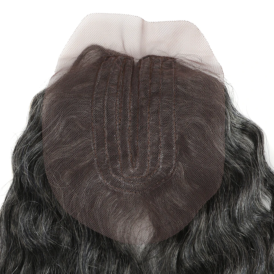 FASHION IDOL Water Wave Fake Hair Bundles With Closure 20inch Weave Synthetic Hair Extensions Ombre Silver Grey Curly Hair Fiber