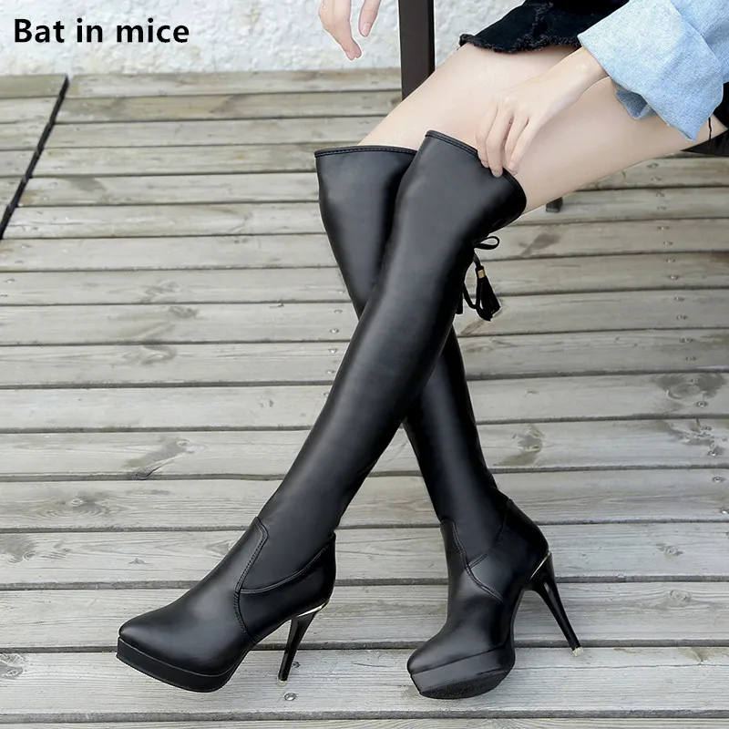 Женские повседневные ботфорты обувь женские вечерние сапоги до бедра с круглым