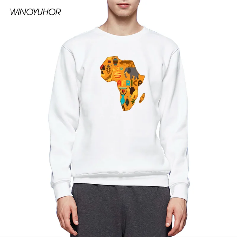 

Africa Map Graphic Pullover For Men Harajuku African Culture Male Sweatshirt Retro Print Hoodie Winter Tumblr Clothes