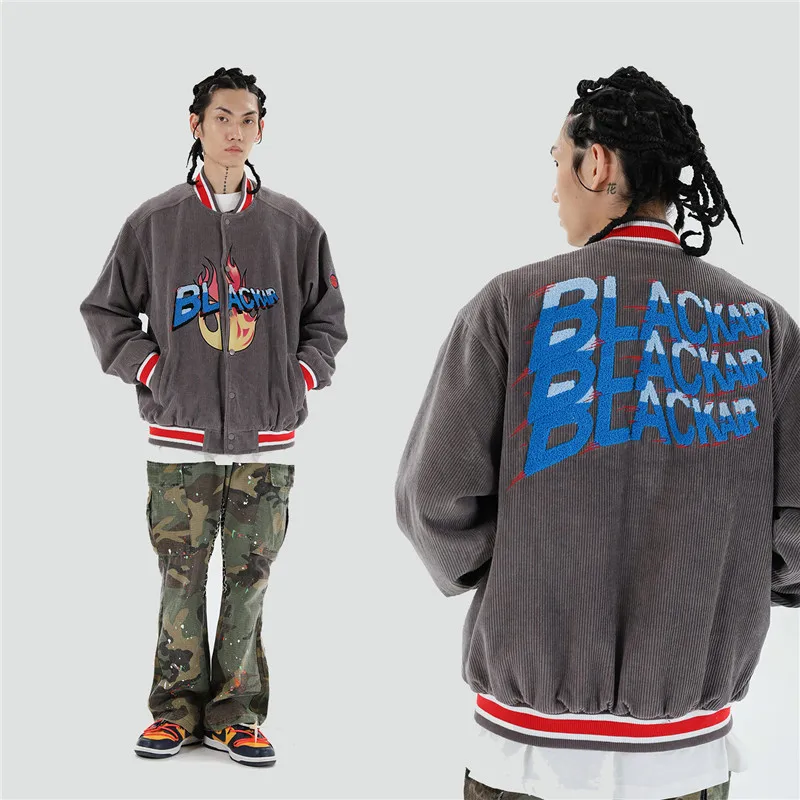 

Varsity Jacket Men Streetwear Letter Embroidery Autumn Winter Baseball Bomber Coat Patch Color Outwear College Casual Jacket