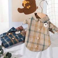 pet dog cat clothes spring autumn cotton gentry plaid dog shirts for small pets yorke poodle classic base two legs dog clothing
