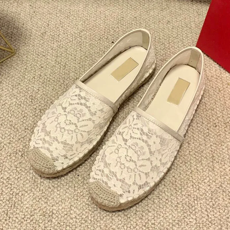 

21 New Spring And Summer Lace Fisherman Shoes All-match Casual Slip-On Single Shoes Natural Rope Bottom Comfortable Retro Flats