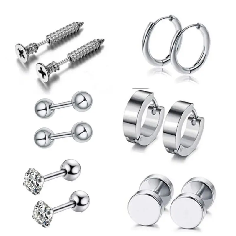 Серьги-гвоздики из нержавеющей стали для пирсинга 12 шт./компл. | Украшения и