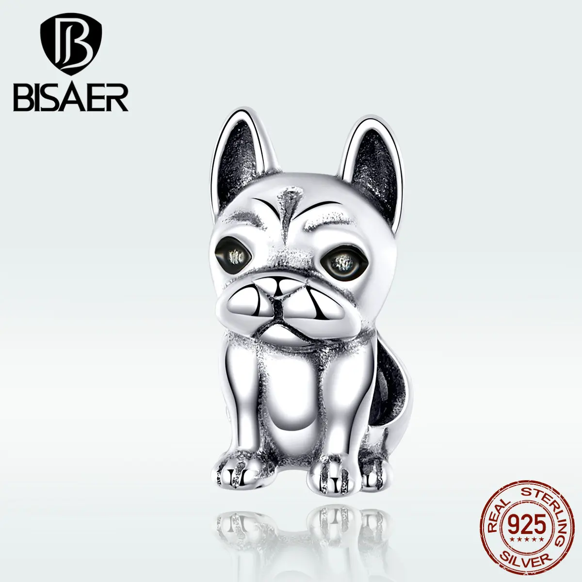 BISAER, 925 пробы, серебро, милая серия животных, французский бульдог, Очаровательные Подвески, подходят для браслетов и ожерелья, сделай сам, ювелирные изделия HSC1306