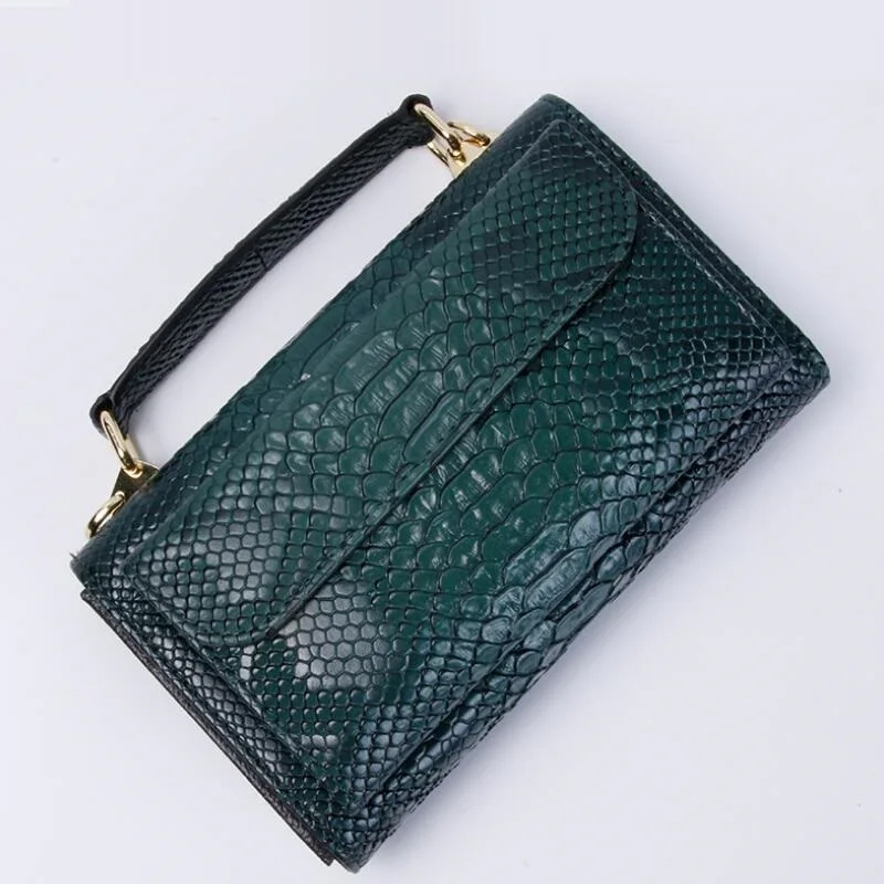Женская сумка из змеиной кожи питона дизайнерская через плечо с цепочкой 2019|leather