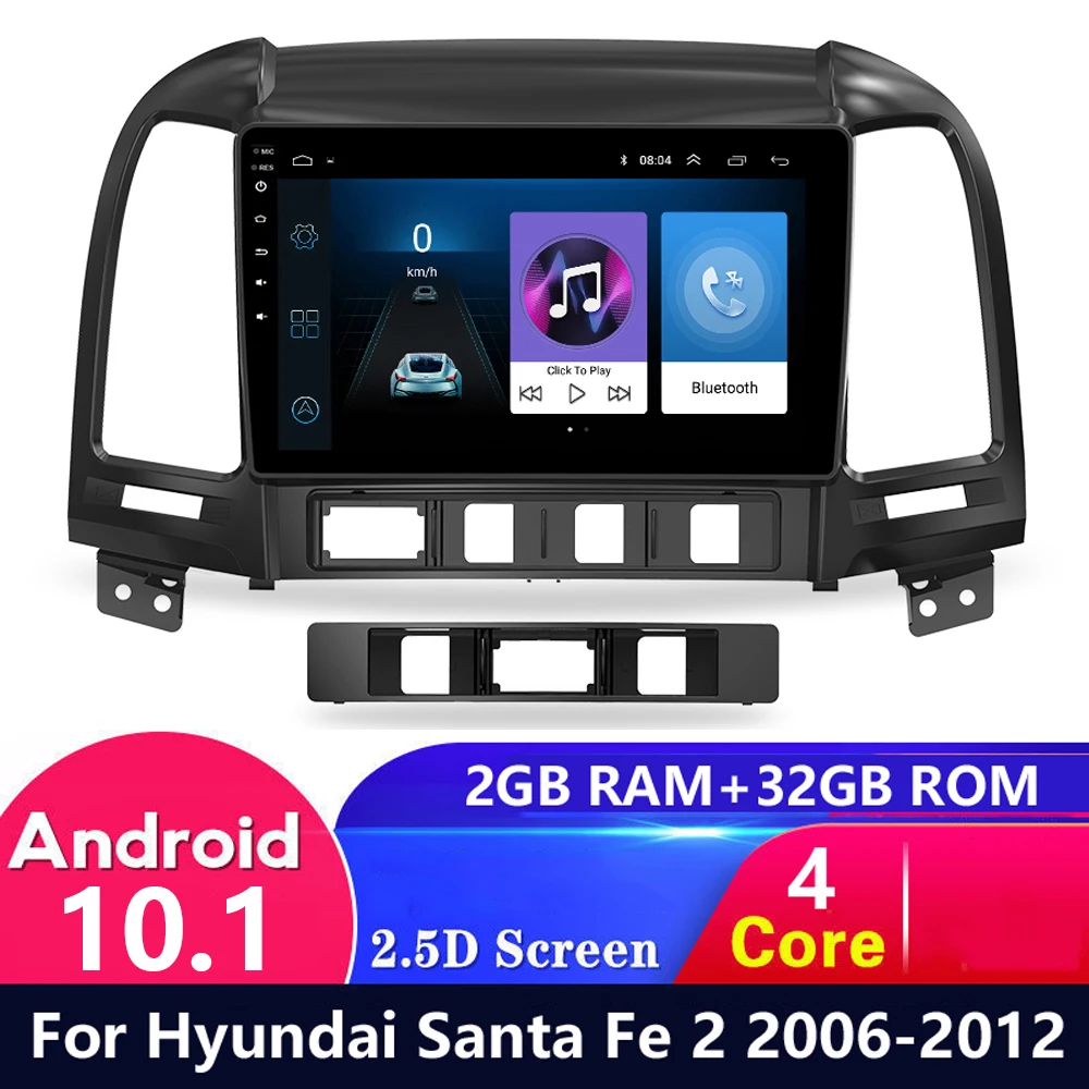 

Автомагнитола на Android 10,1, мультимедийный проигрыватель с Gps, Bluetooth, видеоплеером, dvd, для Hyundai Santa Fe 2 2006-2012