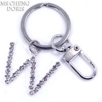 letter pendant keychain crystal rhinestone alphabet key ring initial capital letter a z jewelry chain unisex key chain gifts