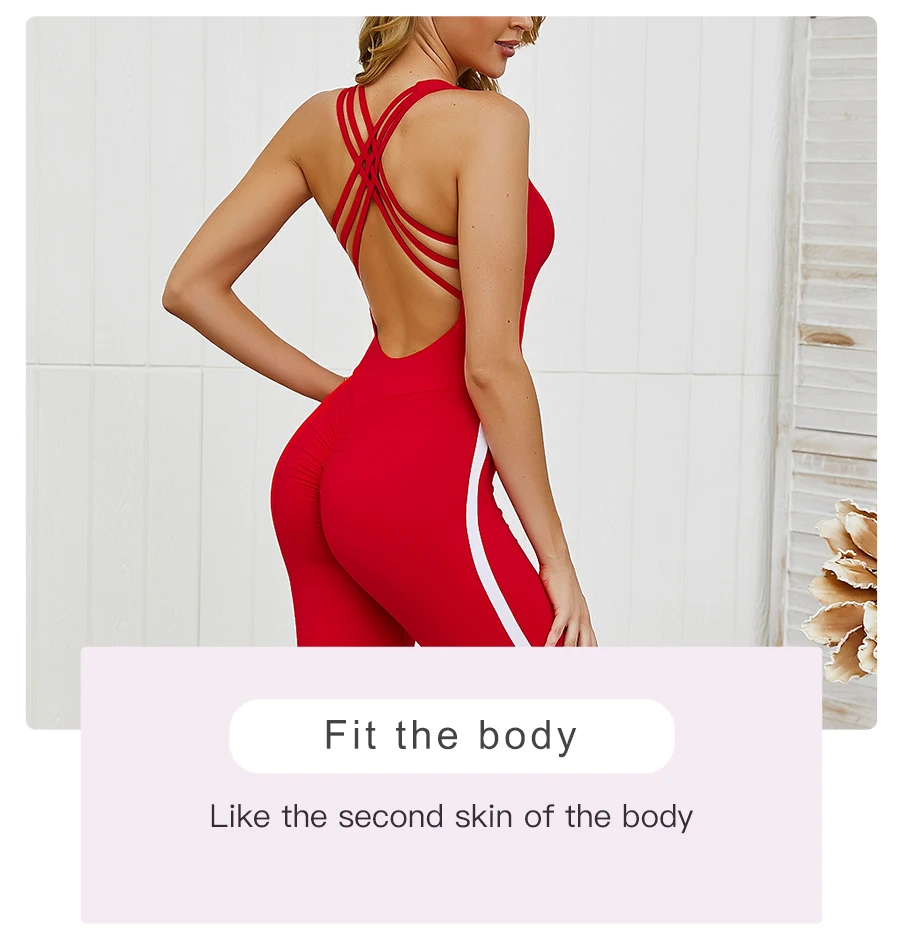 Women Sexy Sportwear Gym Clothing Set Yoga Fitness Jumpsuit Hip Sports Jumpsuit Dance Pants Female Clothes for Workout