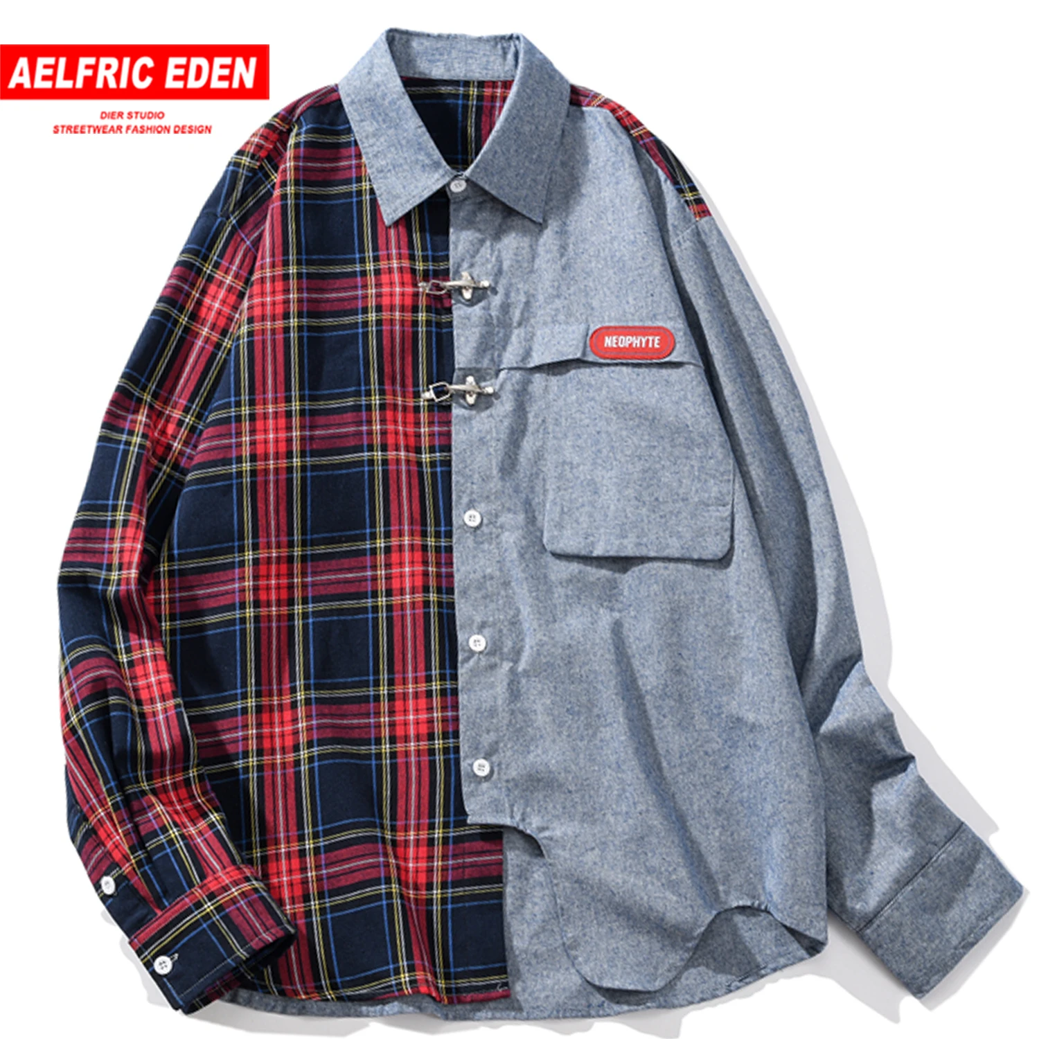 Мужская рубашка в клетку Aelfric Eden Повседневная хлопковая свободного кроя с