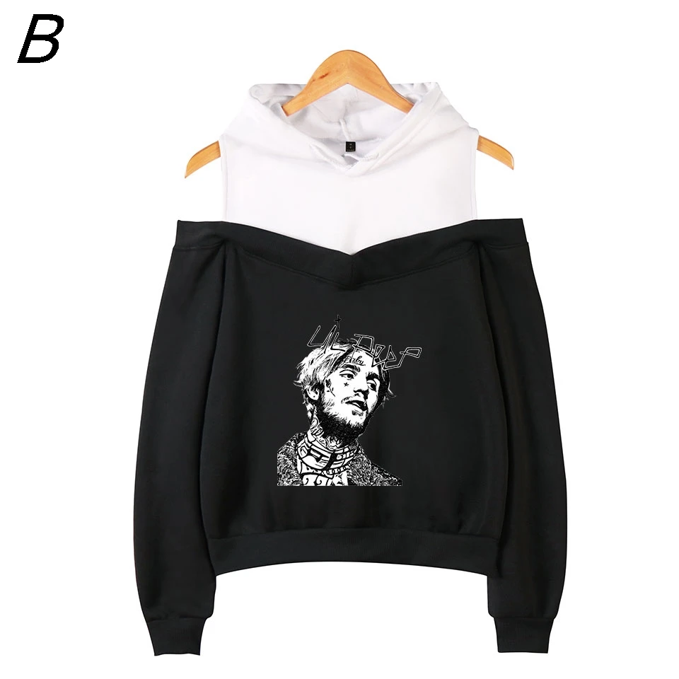 Топы Lil Толстовки с открытыми плечами в стиле хип хоп Vrouwen Emo Rapper Cry Baby Gedrukt Maten Voor