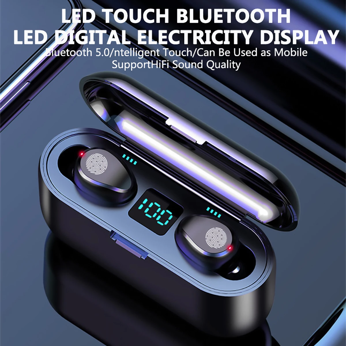 F9 TWS наушники беспроводной светодиодный дисплей Bluetooth V5.0 наушники 1200ma внешний аккумулятор водонепроницаемый 5D стерео гарнитура с микрофоном