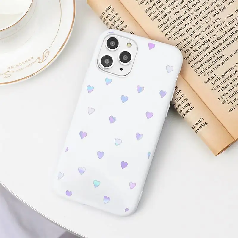 

Love Heart Color pattern Phone Case Candy Color for iPhone 6 7 8 11 12 s mini pro X XS XR MAX Plus