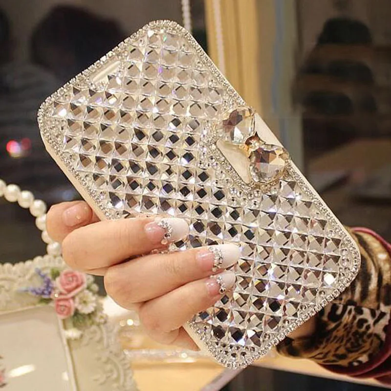 

YeLun For Meizu x8 Bling Crystal Diamonds PU Leather Flip Slots Stand Wallet Case Cover Handbag