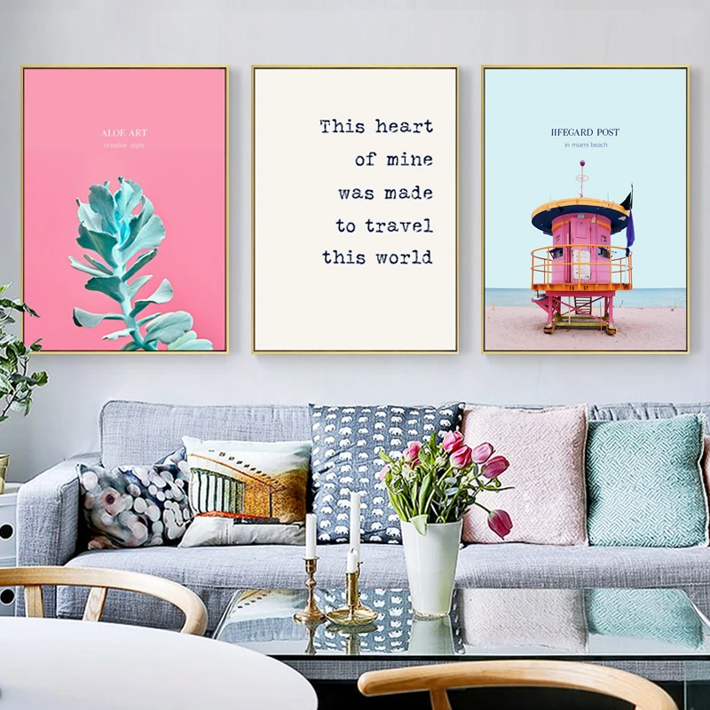 Пляжное полотенце с изображением фламинго Листьев Настенная картина для