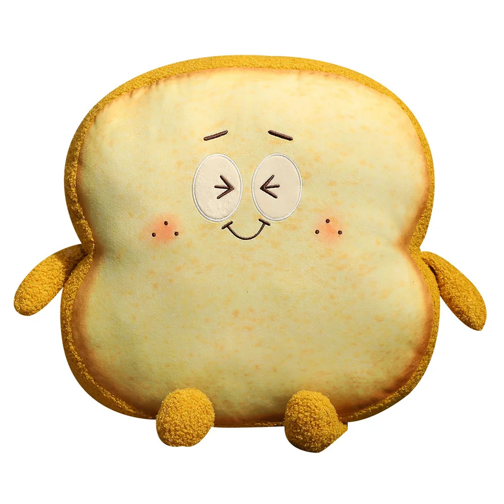 

Bread Pillow Cute Cute Thick Toast Sliced Bread Cute Expression Plush Pillow Long Loaf Air Conditioning Pillow Blanket Gift