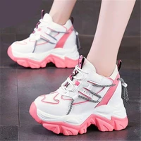 fashion sneakers womens lace up platform wedge ankle boots increasing height high heels casual party pumps 34 35 36 37 38 39