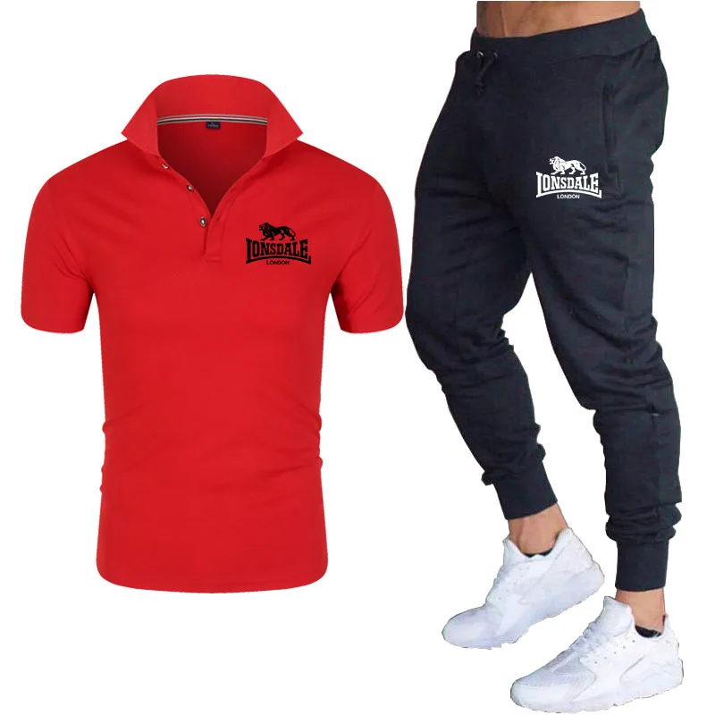 

Track Suit Men Slim Polo T Shirt + Shorts Set Casual Solid Tracksuit Male Leisure Men's Top and Pant Suit Sweat Suits Men