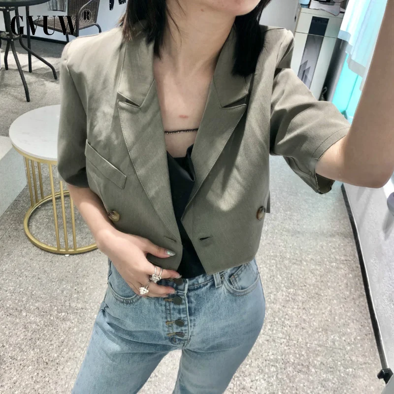 

Gvuw Women Black Blazer Notched Half Jacket Casual 20d831 wholesale clothes roupas feminina autumn and winter 2021 new
