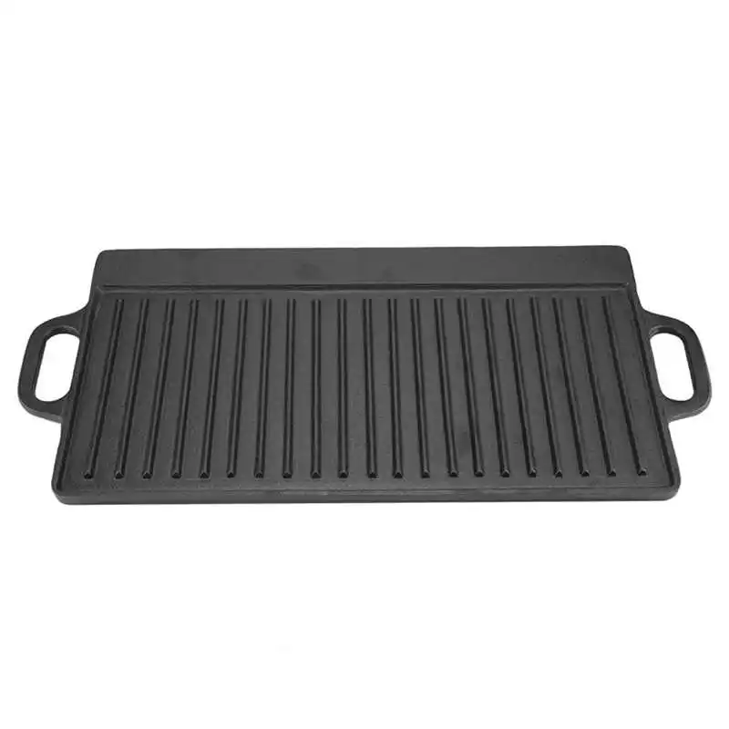 

Non-Stick Cast Iron Grill Griddle Pan Ridged and Flat Double-Sided Baking Cooking Tray Bakeware 2020