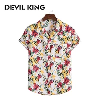 devil king mens new hawaiian style short sleeved printed shirt xh20