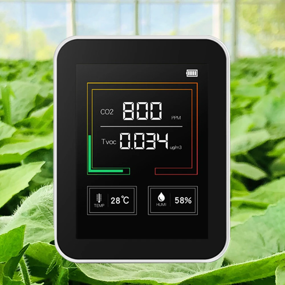 

Household Intelligent Big Screen CO2 TVOC Temperature Humidity Multipurpose Detect Tool Portable Testing Instrument