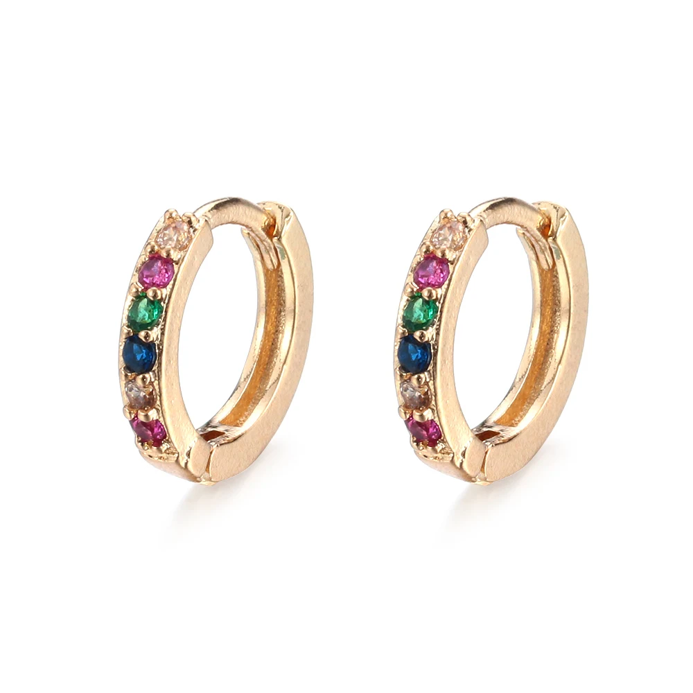 2 шт. корейские хрустальные серьги гвоздики золотые радужные с сердечками и