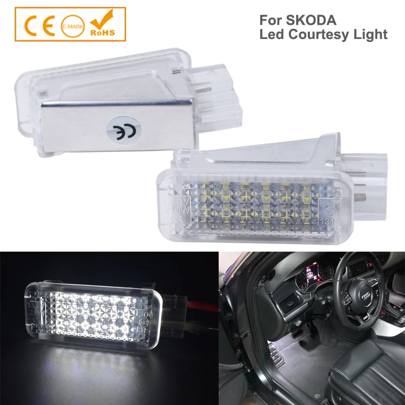 

2pcs 18SMD LED Auto Footwell Door Courtesy Trunk Light Luggage Compartment For Skoda Fabia Octavia II Roomster Superb Yeti 5D