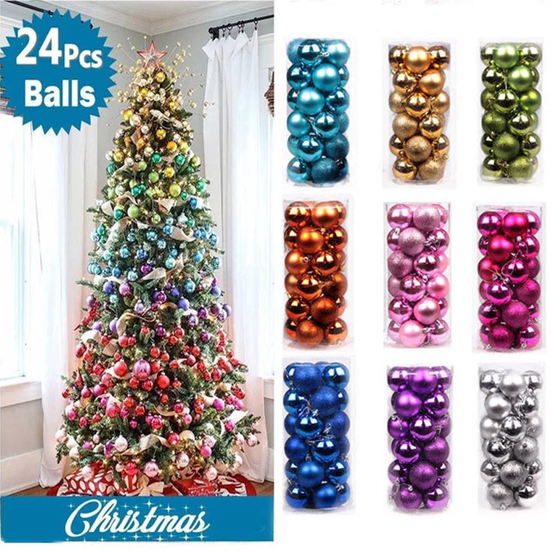 

24pcs 3cm Christmas Tree Decorations Balls Bauble Xmas Party Hanging Ball Ornaments Christmas Decorations for Home New Year Gift