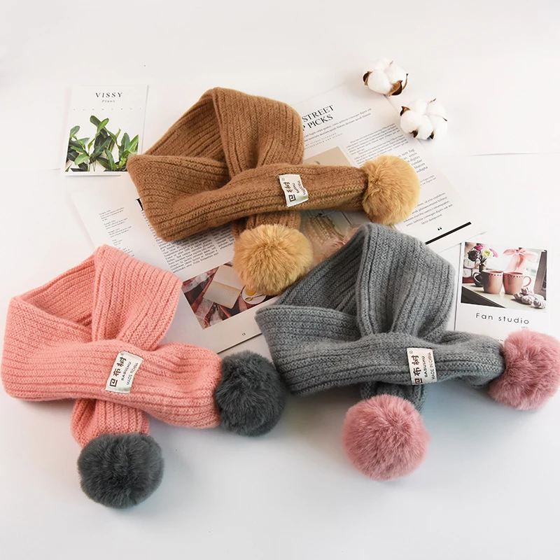 

Children Knitted Scarf Wool Warm Thicken Scarf Ring Neck Scarves Autumn and Winter For 1-10years Boys and Girls