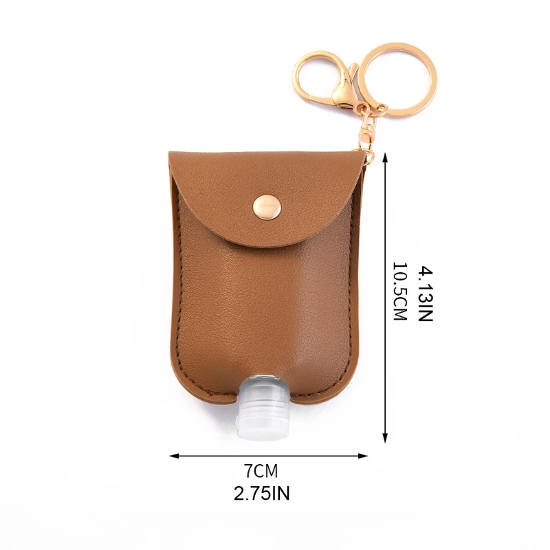 

Empty Bottle PU Leather Hand Sanitizer Keychain Holder Refillable Travel Carriers with Flip Cap Reusable Bottles 30ml for Soap