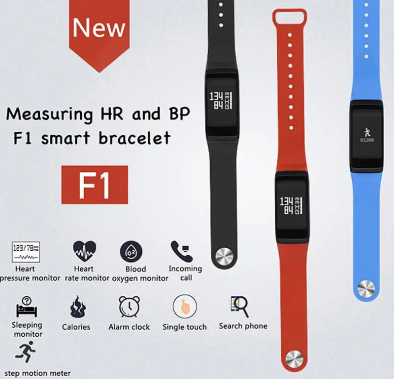 Sanda F1 Smart Bracelet Sports Watch Men Women Waterproof Multifunction Pedometer Blood Pressure Heart Rate Record Running Clock |