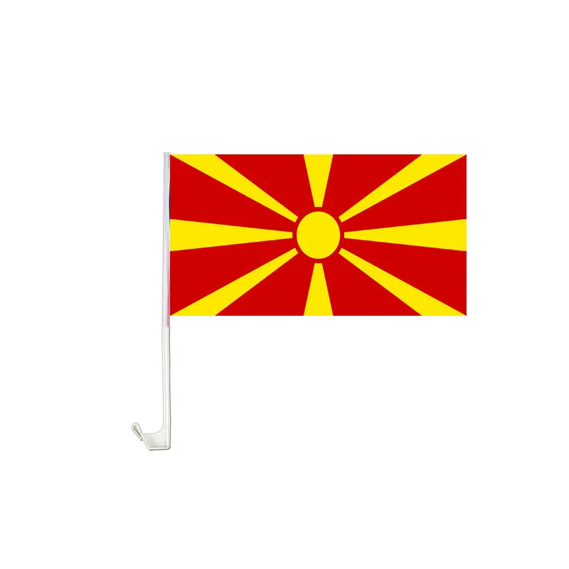 

Macedonian National Flag 22x33cm High Quality Polyester Car Window Decoration Flag Banner with Pole