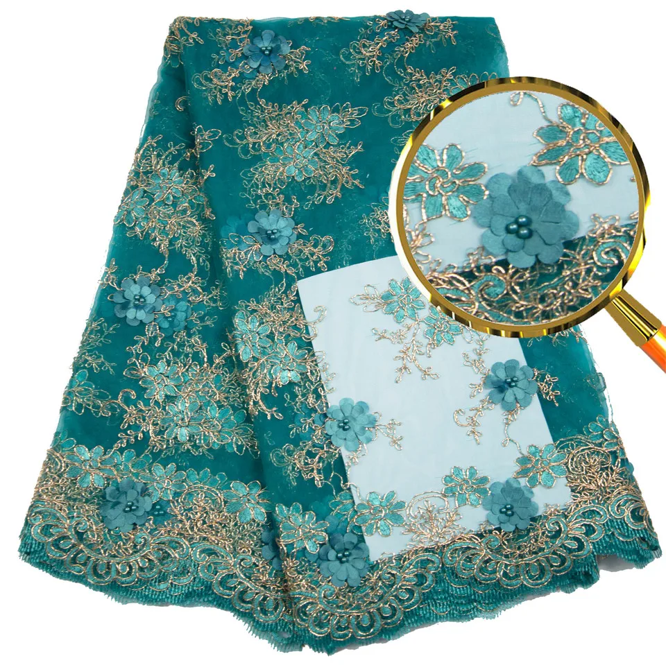 

French Net Lace Fabric Latest African Lace Fabric with Embroidery Mesh Tulle Lace Fabric High Quality Nigerian Lace