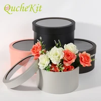 flowers gift packaging boxes with pvc window florist flower arrangement hat paper gift box valentines day party supplies