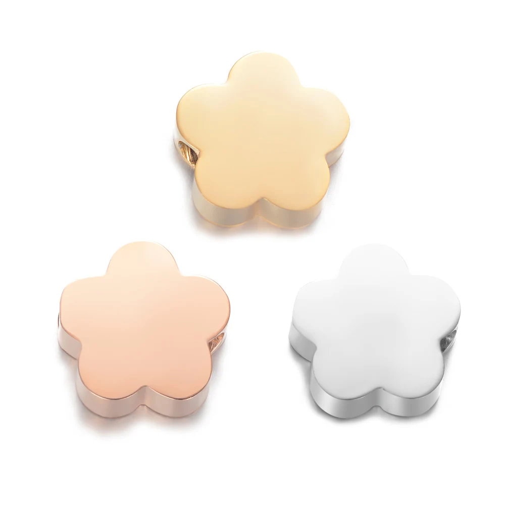 

5pcs/lot 8*8mm Beautiful Plum Blossom Beads 1.8mm Hole DIY Flower Beads for Making Jewelry 316L Steel Charm Mirror Polish