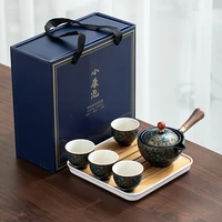 porcelain chinese gongfu tea set portable teapot set with 360 rotation tea maker and infuser portable all in one gift bag