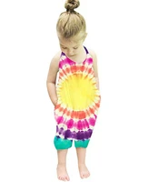 toddler baby girls summer sleeveless tie dye jumpsuits colorful strap backless romper toddler one piece pants