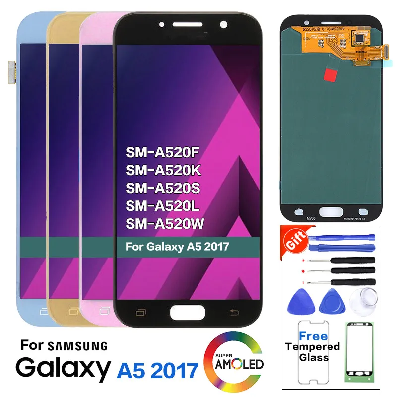 Оригинальный Super Amoled A520F ЖК дисплей для Samsung Galaxy A5 2017 A520 экран маленькая тень