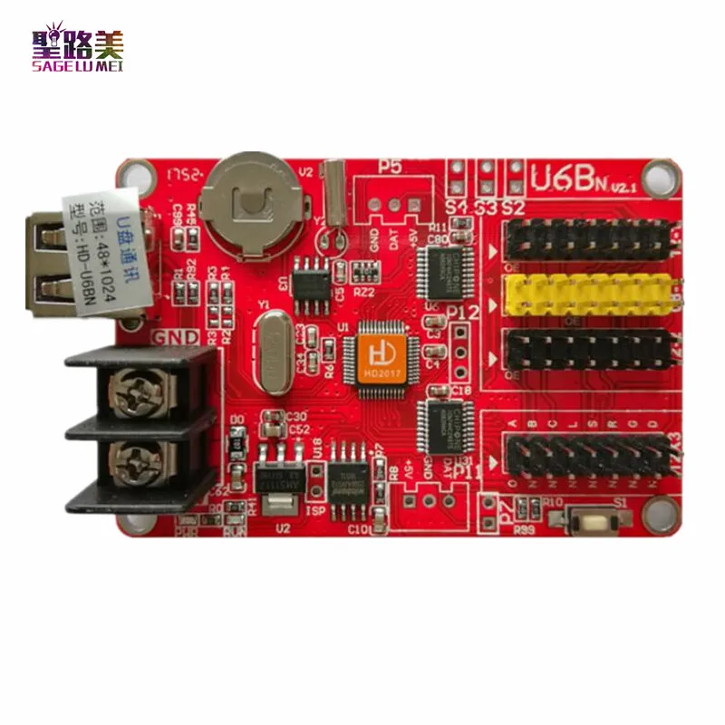

HD2018 HD-U6BN USB-Disk Huidu LED Display Control Card , P10 Single Color LED Display Controller with 3 x HUB12 Ports