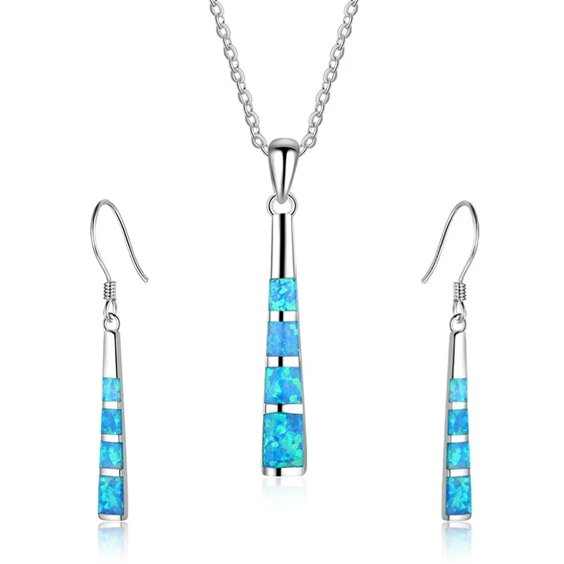 

2023 Fashion Women Jewelry Set Statement Wedding Jewelry Accessories Bohemian Imitation Opal Geometric Necklace With Earrings