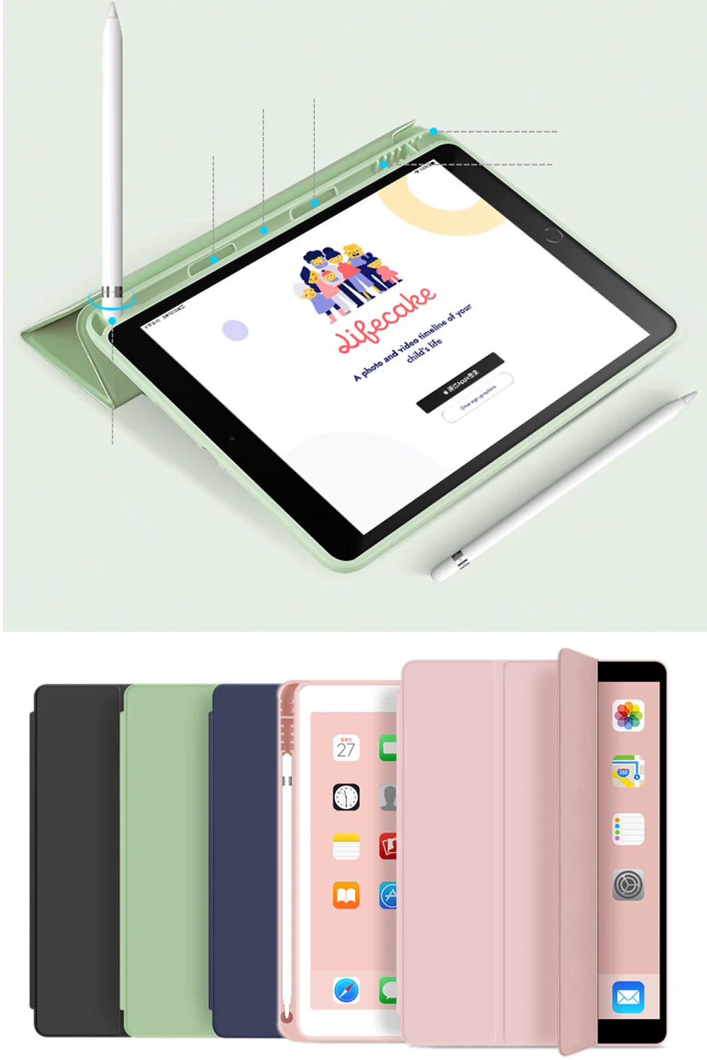 Чехол для нового iPad 10 2 дюйма 7 поколения 2019 с держателем карандашей тонкий