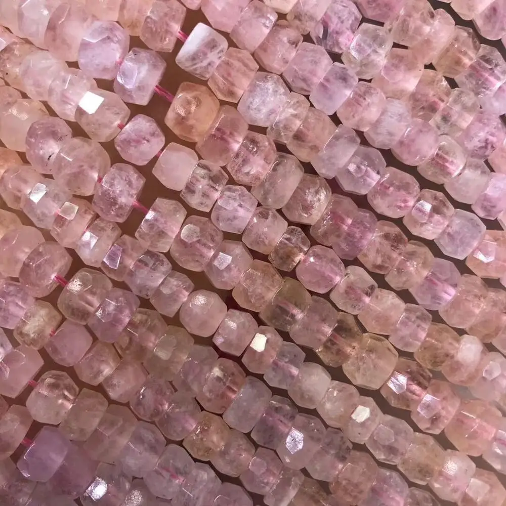 

PINK Morganite AAA loose beads roundel faceted 4*6/8mm nature for making jewelry necklace 14inch FPPJ wholesale