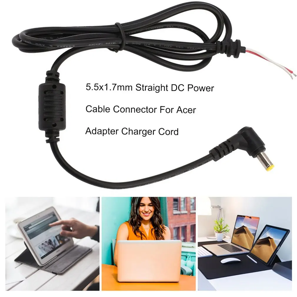 1pcs 5.5x1.7mm DC Power Charger Plug Cable Connector Suitable for Acer Laptop adapter Lighting Cable Connector Black