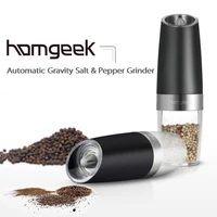 homgeek electric pepper grinder salt and pepper shaker with led light spice kitchen seasoning grind automatic mills gadget