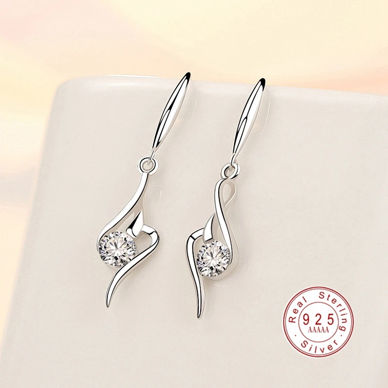 Мода 925 стерлингов Серебристые геометрический кристалл сердце Форма