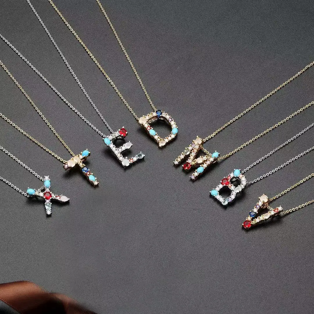 Ожерелье из циркония с 26 буквами цирконий микроинкрустацией меди подвеска |